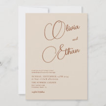Invitación a la boda Minimalista en Beige Terracot