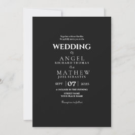 Invitación a la boda minimalista en blanco y negro