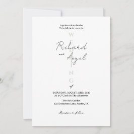 Invitación a la boda minimalista en blanco y negro