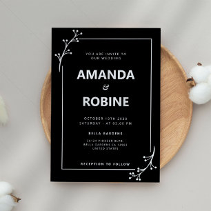 Invitación a la boda minimalista en blanco y negro