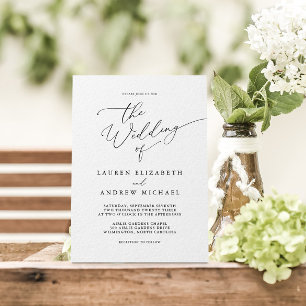 Invitación a la boda Minimalista en blanco y negro