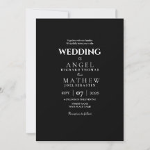 Invitación a la boda minimalista en blanco y negro