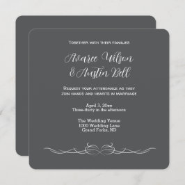 Invitación a la boda Minimalista en blanco y negro