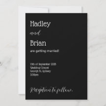 Invitación a la boda Minimalista en blanco y negro