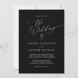 Invitación a la boda Minimalista en blanco y negro