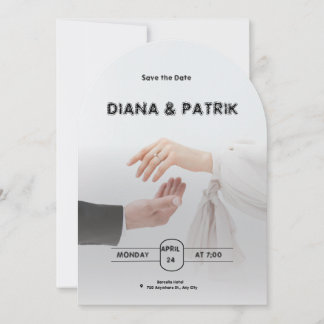 Invitación a la boda Minimalista en blanco y negro