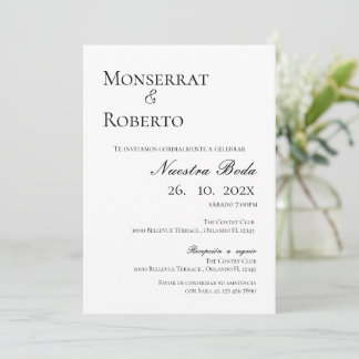 Invitación a la boda minimalista en español