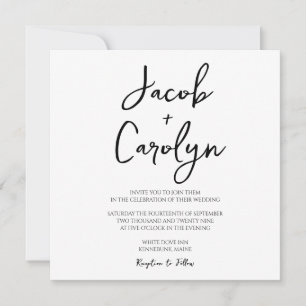 Invitación a la boda minimalista en la Plaza Blanc