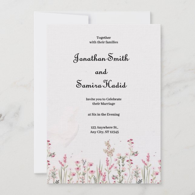 Invitación a la boda Minimalista floral (Anverso)