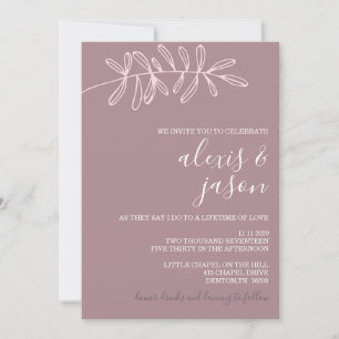 Invitación a la boda minimalista - Floral malva
