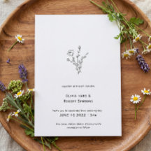 Invitación a la boda Minimalista floral rústica