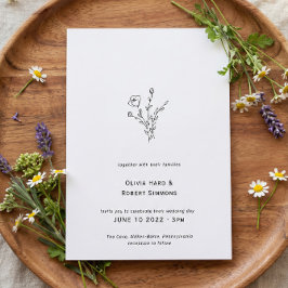 Invitación a la boda Minimalista floral rústica