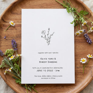 Invitación a la boda Minimalista floral rústica