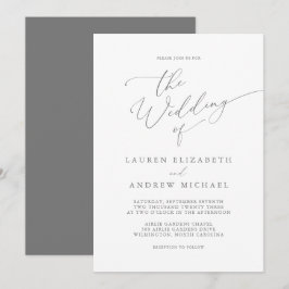 Invitación a la boda Minimalista gris plateada