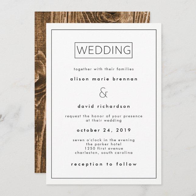 Invitación a la boda Minimalista industrial (Anverso / Reverso)