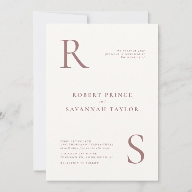 Invitación a la boda Minimalista malva (Anverso)