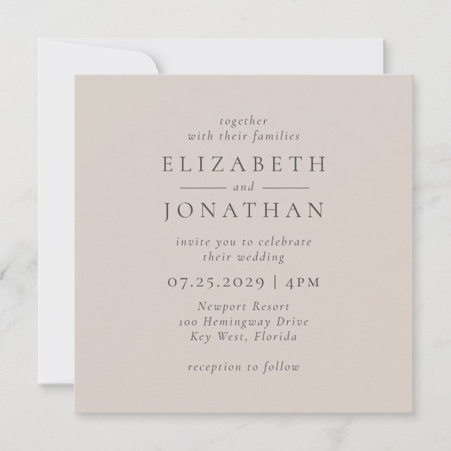 Invitación a la boda Minimalista moderna (Anverso)