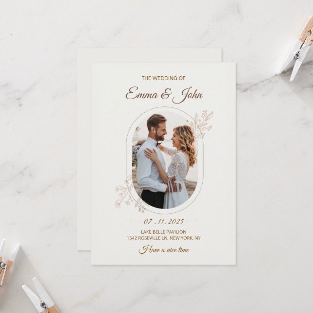 Invitación a la boda Minimalista moderna (Anverso/Reverso In Situ)