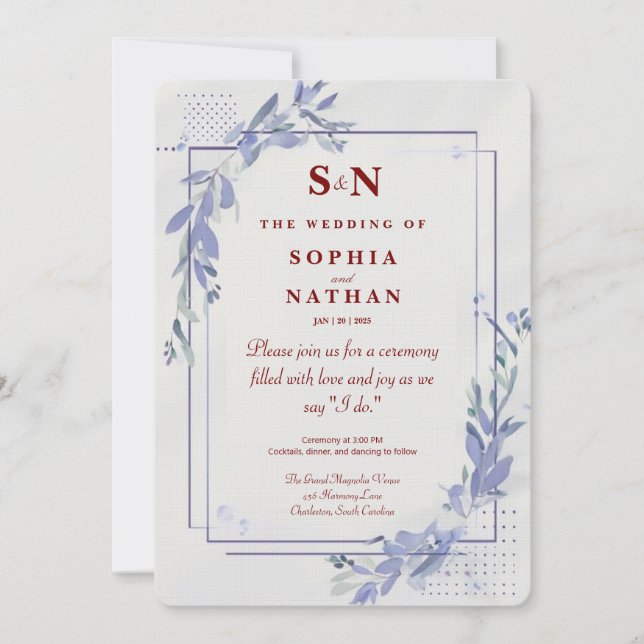 Invitación a la boda Minimalista moderna (Anverso)