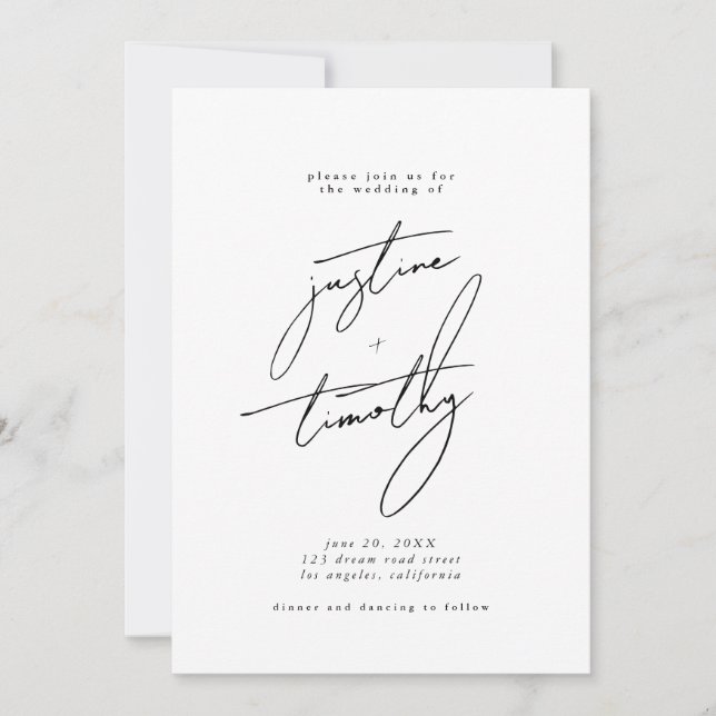 Invitación a la boda Minimalista moderna (Anverso)