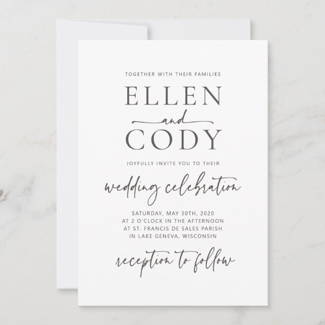 Invitación a la boda Minimalista moderna (Anverso)