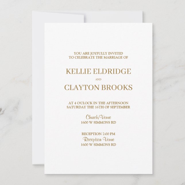 Invitación a la boda Minimalista moderna (Anverso)