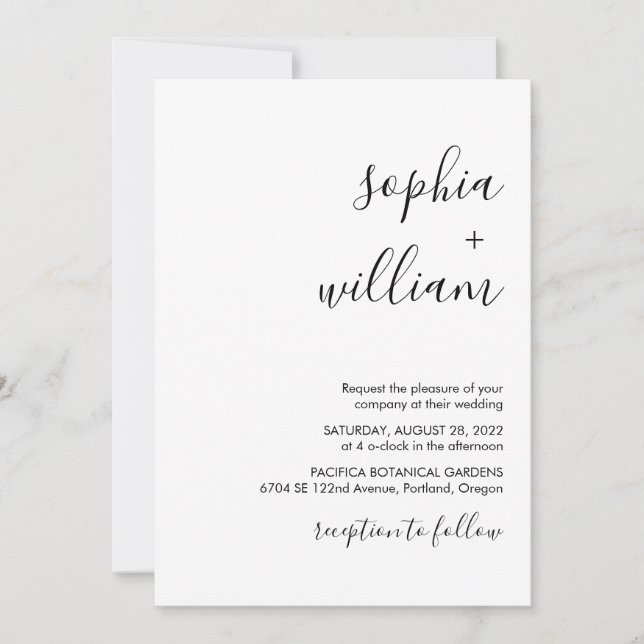 Invitación a la boda Minimalista moderna (Anverso)
