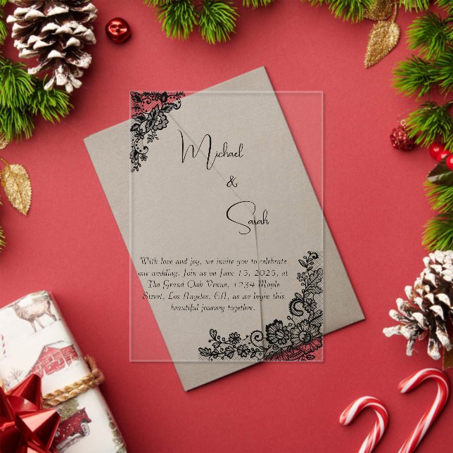 Invitación a la boda Minimalista moderna acrílica  (Insitu (Vacaciones))