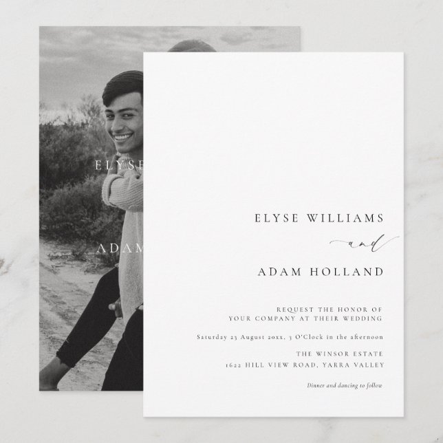Invitación a la boda Minimalista moderna de Ellesm (Anverso / Reverso)