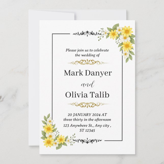 Invitación a la boda minimalista - Moderna, simple (Anverso)