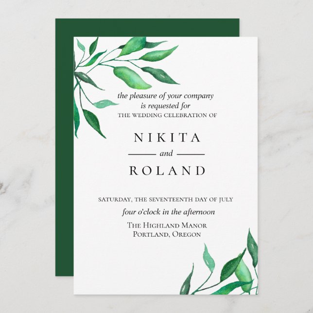 Invitación a la boda Minimalista moderna sobre la  (Anverso / Reverso)