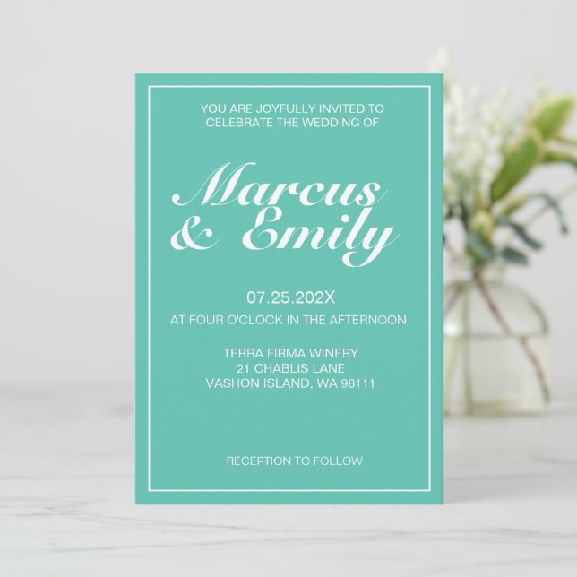Invitación a la boda Minimalista moderna y blanca (Anverso de pie)