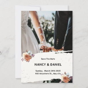 Invitación a la boda Minimalista moderna y blanca