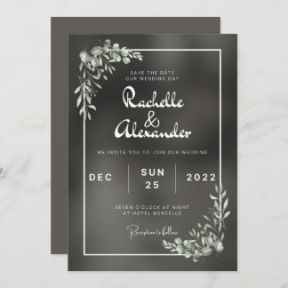 Invitación a la boda Minimalista negra
