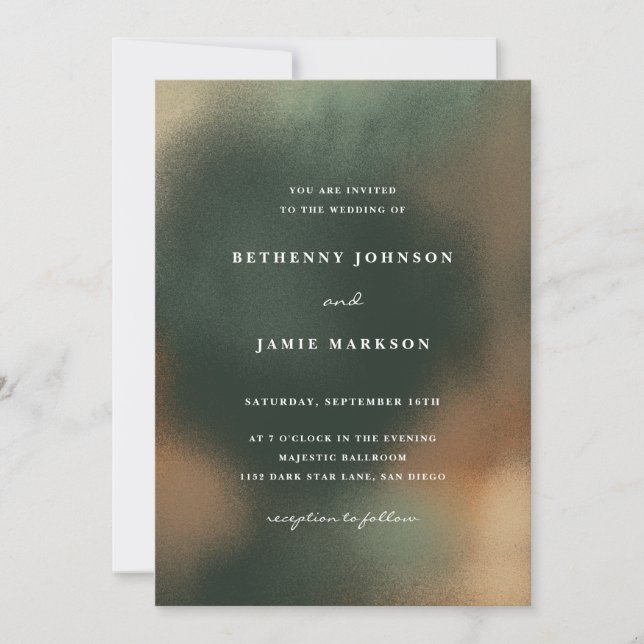 Invitación a la boda Minimalista Ombre Boho Verde (Anverso)