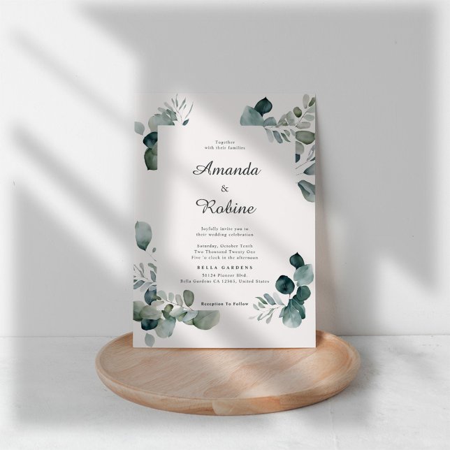 Invitación a la boda minimalista por eucalipto (Subido por el creador)