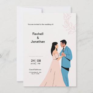 Invitación a la boda Minimalista rosa
