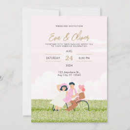 Invitación a la boda Minimalista rosa