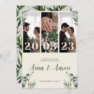 Invitación a la boda Minimalista rosa y verde