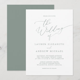 Invitación a la boda Minimalista verde oliva sabro