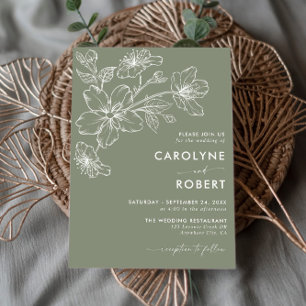 Invitación a la boda Minimalista verde sage modern