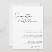 Invitación a la boda MINIMALISTA y blanca moderna