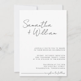 Invitación a la boda MINIMALISTA y blanca moderna