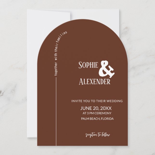 Invitación a la boda Mocha Brown Arch (Anverso)