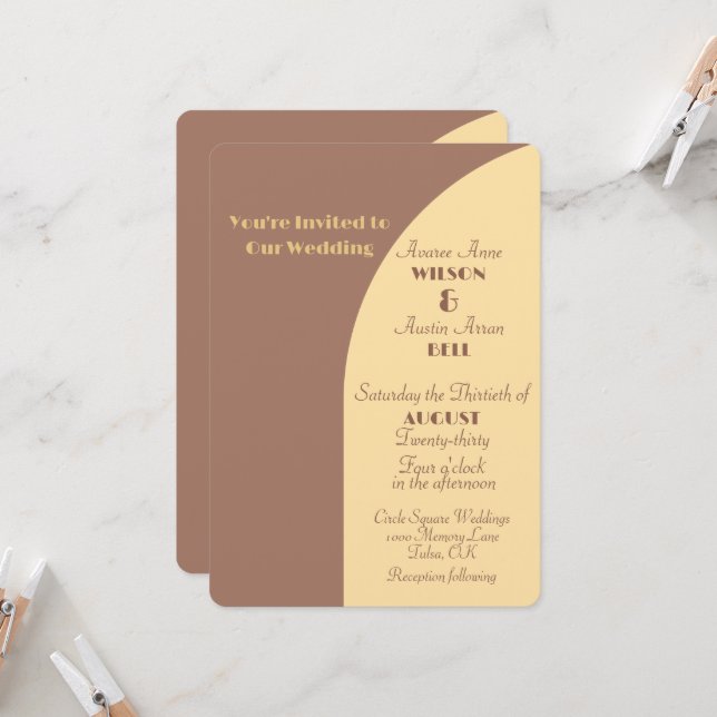 Invitación a la boda Mocha Mousse Tarjeta plana co (Anverso/Reverso In Situ)