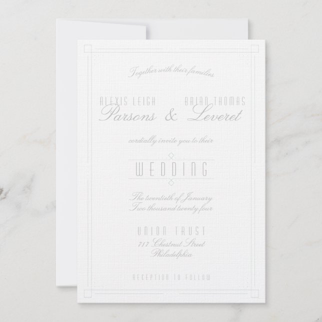 Invitación a la boda moderada y simple en el arte  (Anverso)