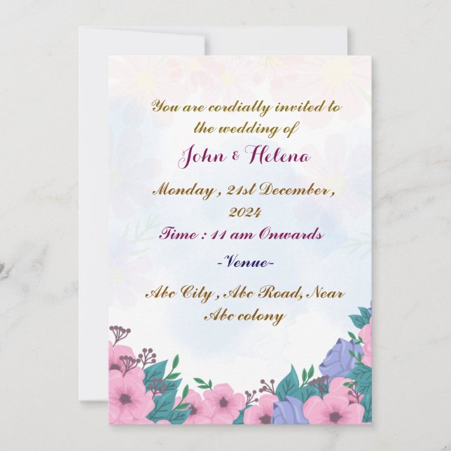 Invitación a la boda moderna (Anverso)