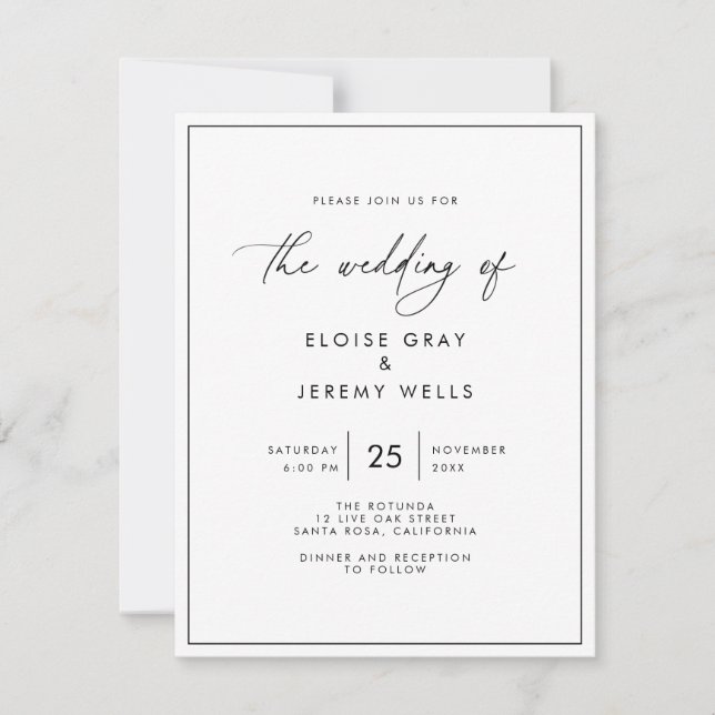 Invitación a la boda moderna (Anverso)