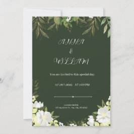 Invitación a la boda moderna, amarilla y verde