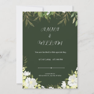 Invitación a la boda moderna, amarilla y verde